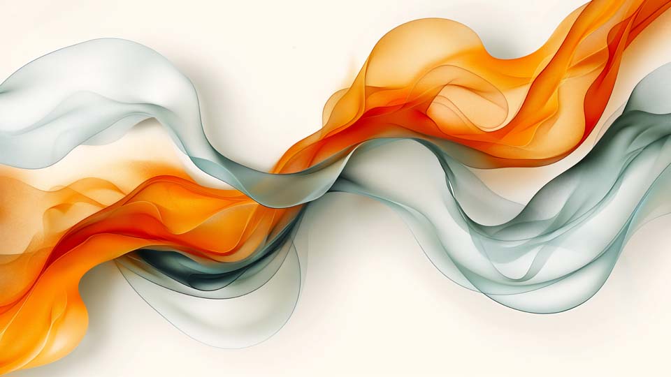 Abstract orange and gray background with flowing shapes