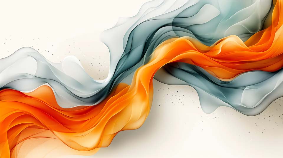 Abstract orange and gray background with flowing shapes