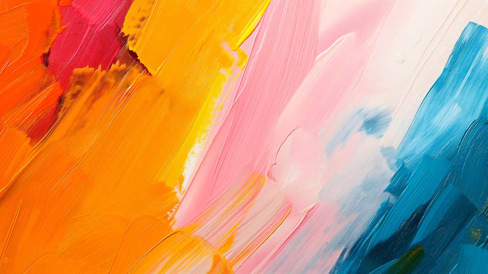 Close-up of an abstract painting with bold brush strokes