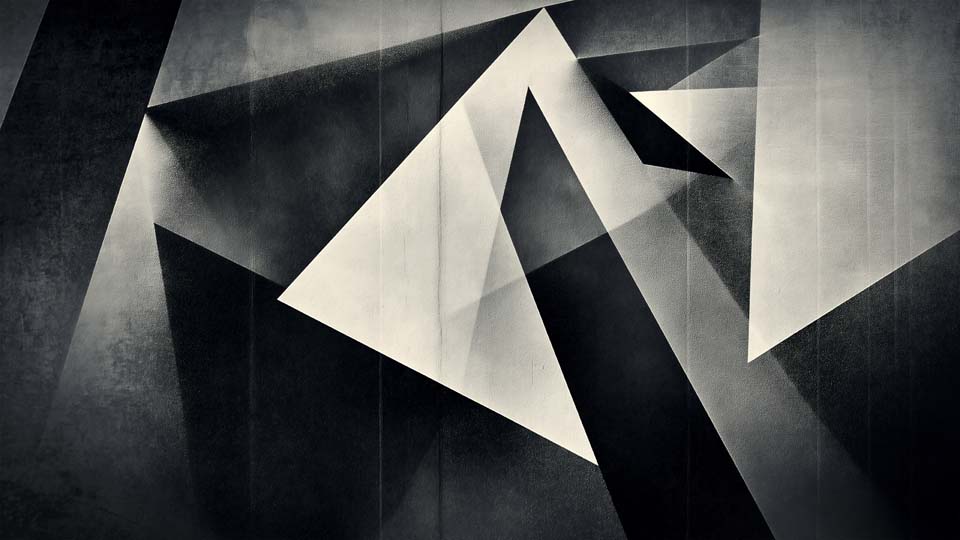 Abstract geometric shapes, lines, and triangles