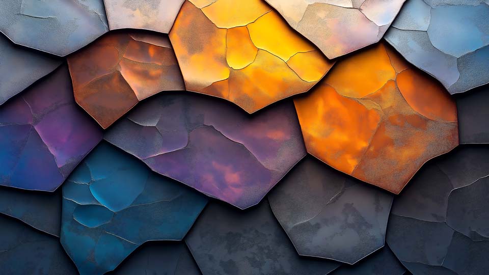 Irregular hexagonal shapes in various shades