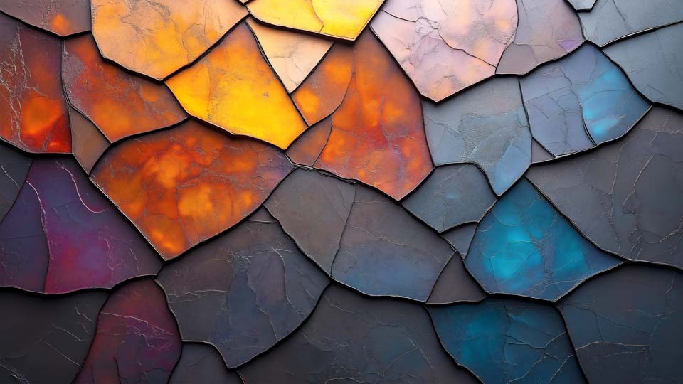 Irregular hexagonal shapes in various shades