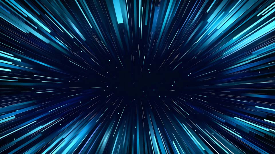 Blue and white lines of light speed