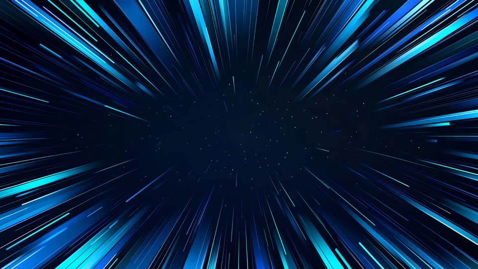 Blue and white lines of light speed