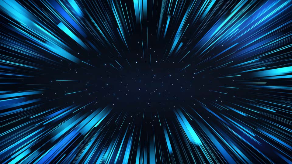 Blue and white lines of light speed