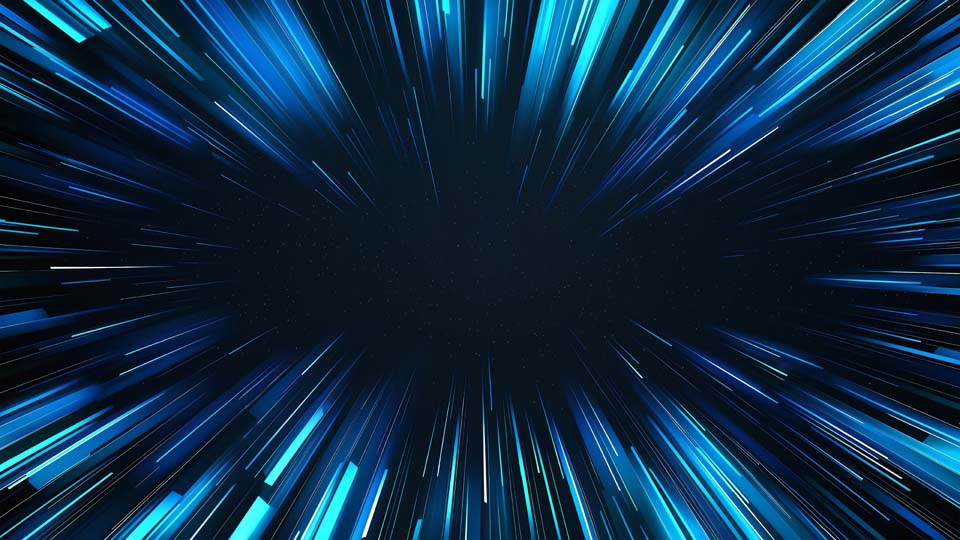 Blue and white lines of light speed