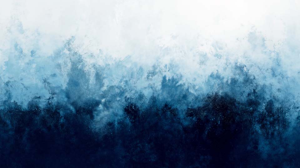 Dark blue and white watercolor background with fog