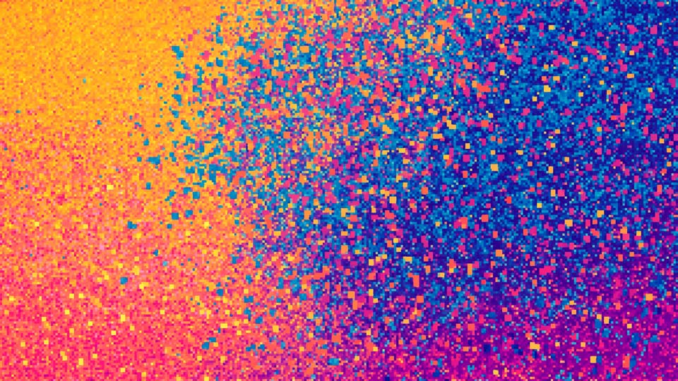 Colorful pixel-like particles