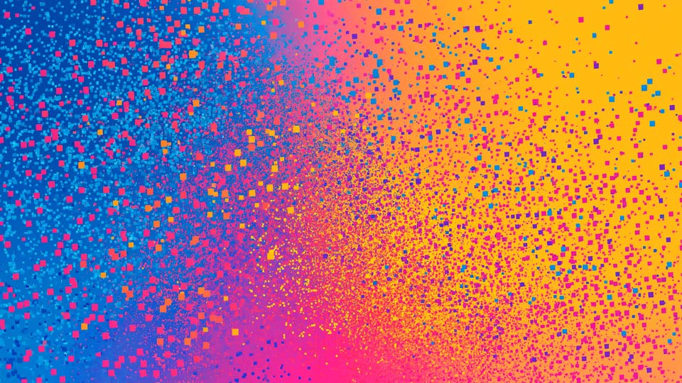 Colorful pixel-like particles