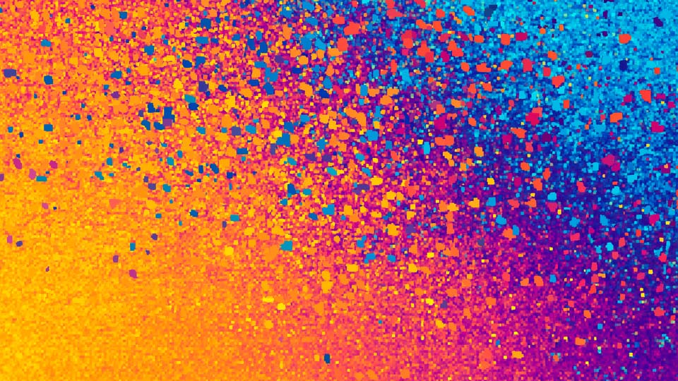 Colorful pixel-like particles