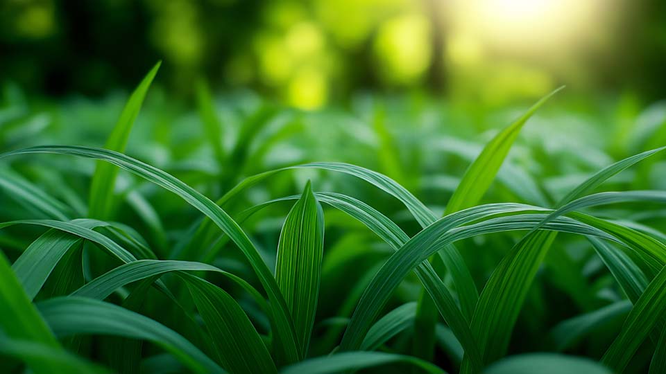 Beautiful green grass leaves