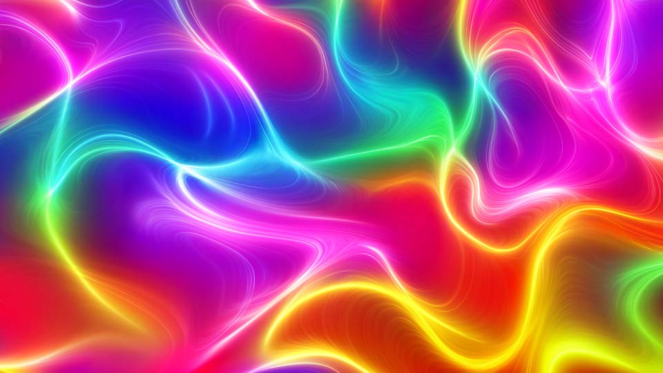 Background with neon waves of various colors