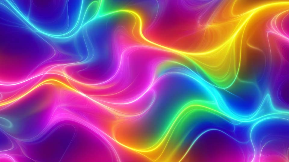 Background with neon waves of various colors