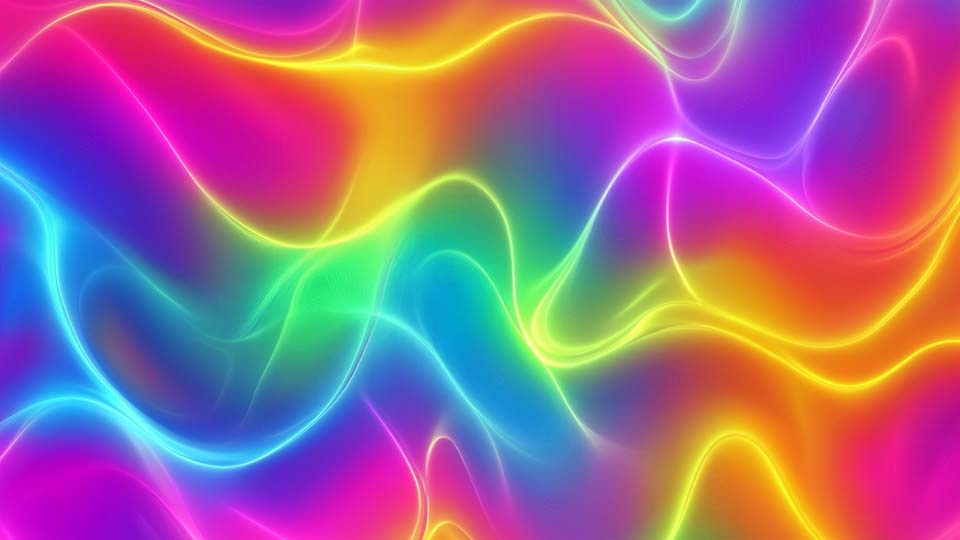 Background with neon waves of various colors