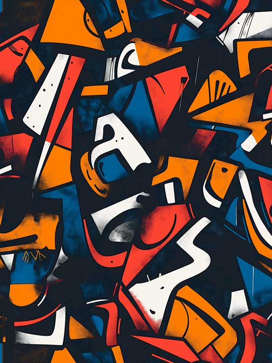 Orange and black graffiti art