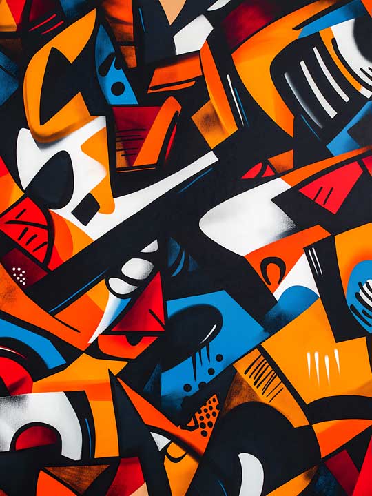 Orange and black graffiti art