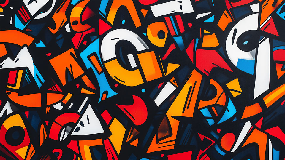 Orange and black graffiti art