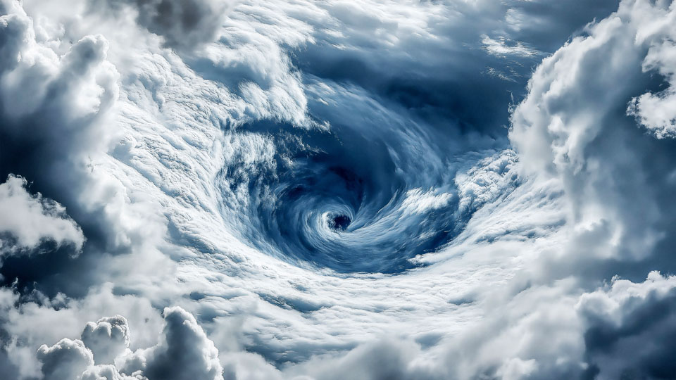 Swirling tornado in the sky