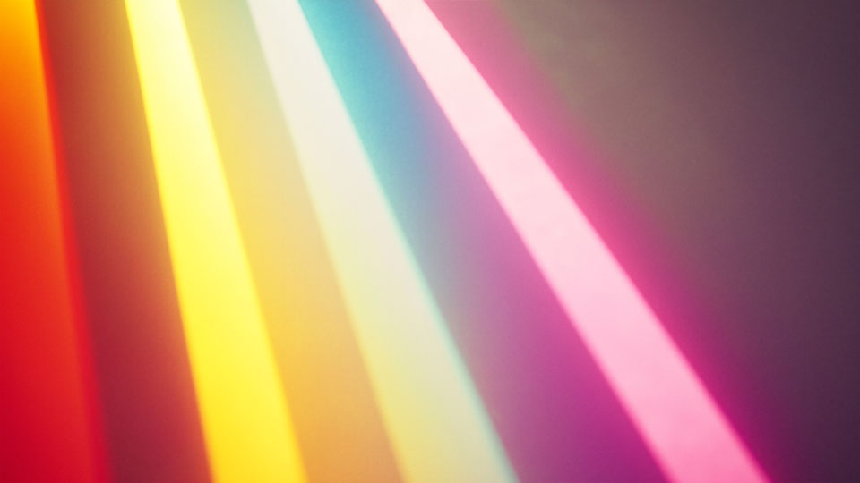 Colorful light rays on the wall