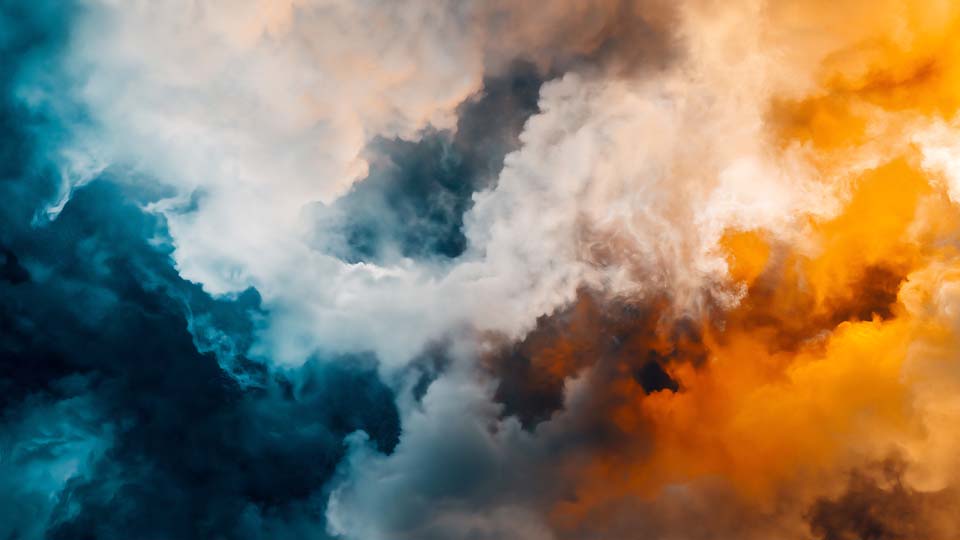 Clouds in blue, orange and yellow colors