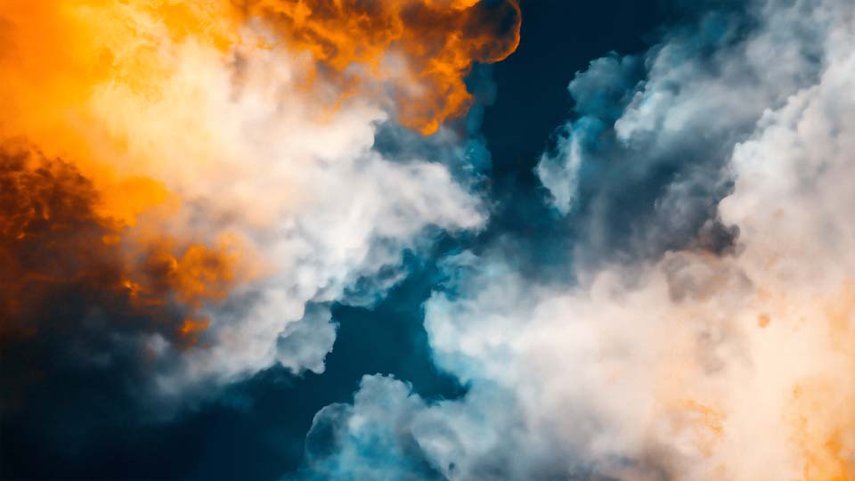 Clouds in blue, orange and yellow colors