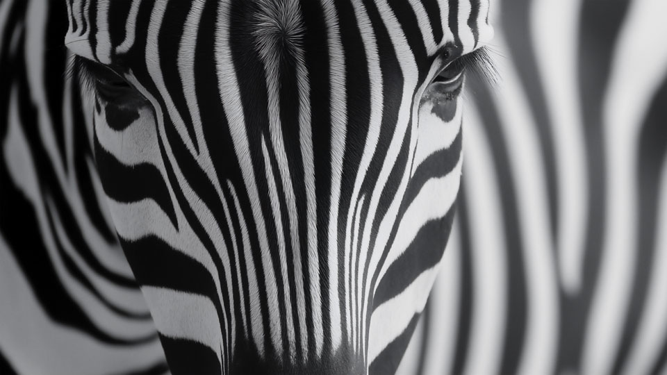 Close-up photograph of a zebra's face