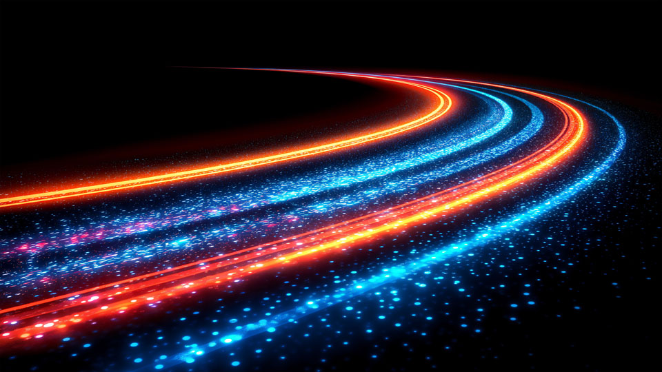 Digital illustration of glowing light trails