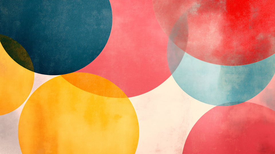 Large colored circles in a retro style