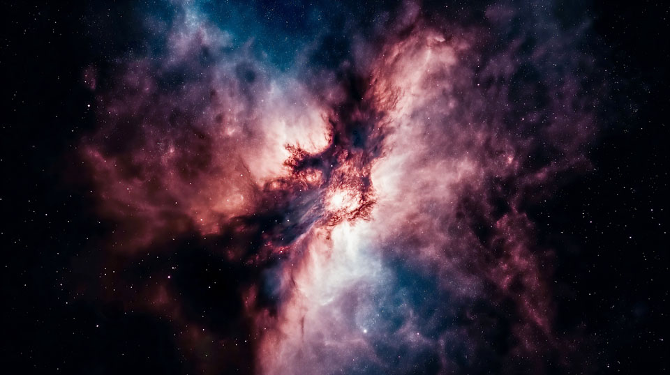 Nebula in space, a starry sky with swirling dust clouds