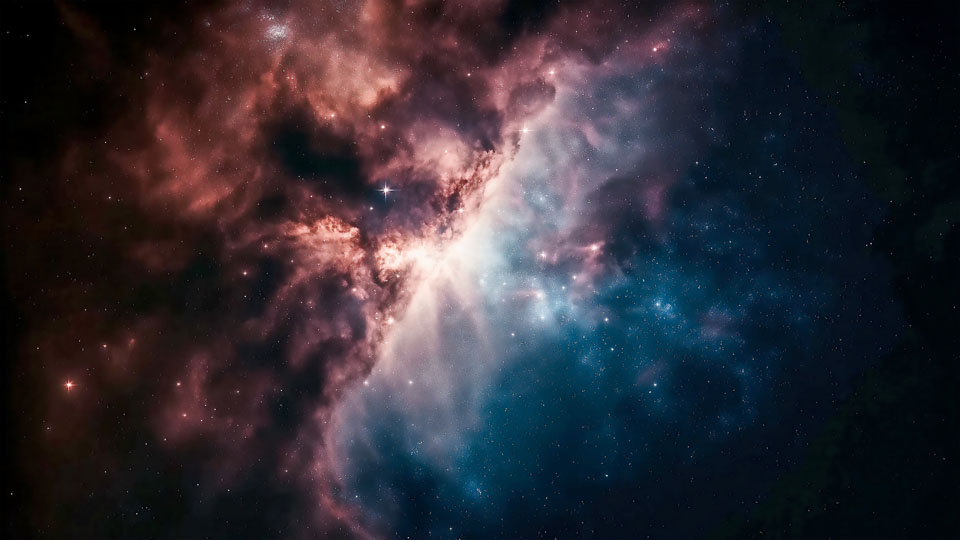 Nebula in space, a starry sky with swirling dust clouds