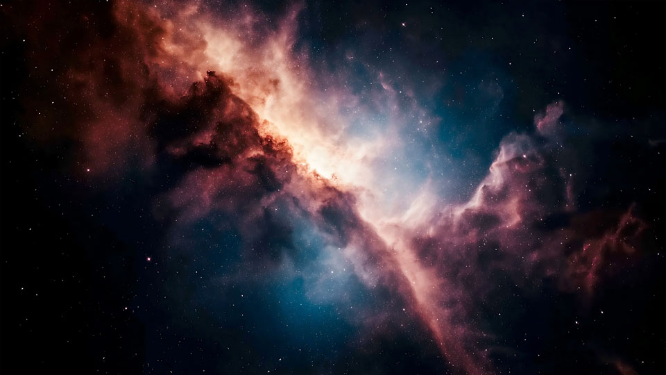 Nebula in space, a starry sky with swirling dust clouds