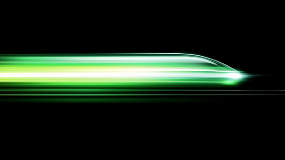 High-speed bullet train, green and yellow gradient