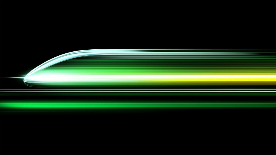 High-speed bullet train, green and yellow gradient