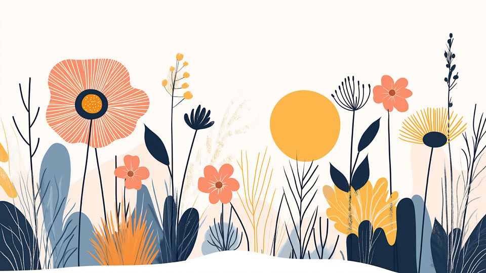 Flat illustration of wildflowers