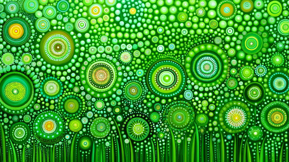 Vibrant green Aboriginal art background