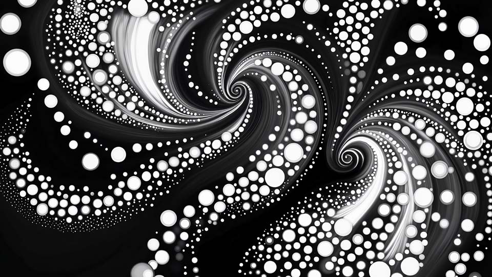 Aboriginal monochrome dot painting