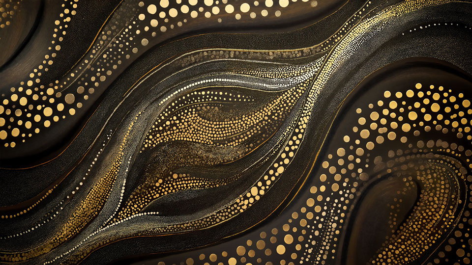 Cosmic Aboriginal painting with textured patterns