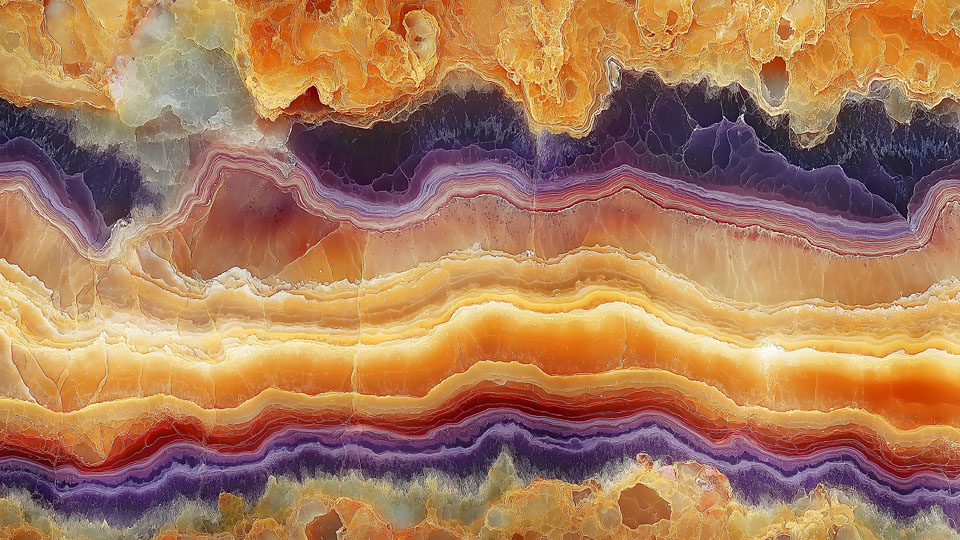 Agate Stone Surface Close-up in Amber and Purple