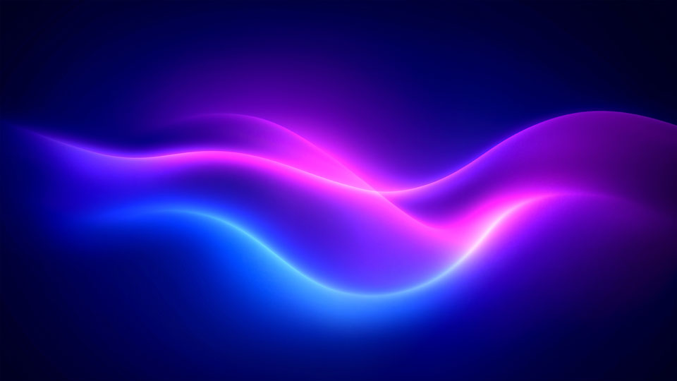 Neon blue and purple gradient background with a glowing wave effect