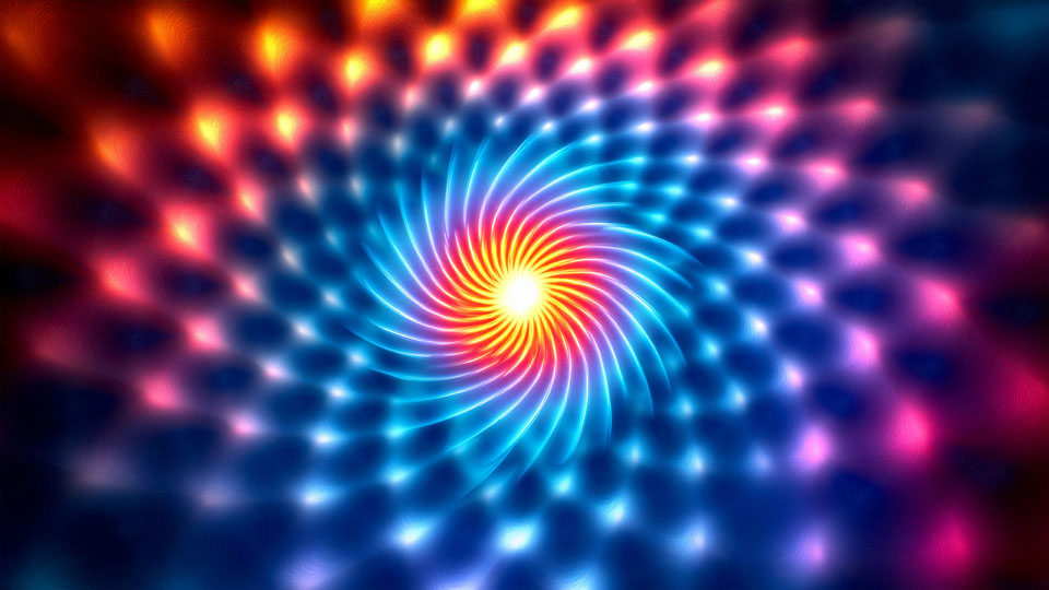 Colorful spiral background with glowing lights