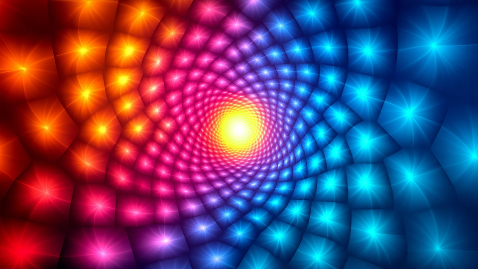 Colorful spiral background with glowing lights