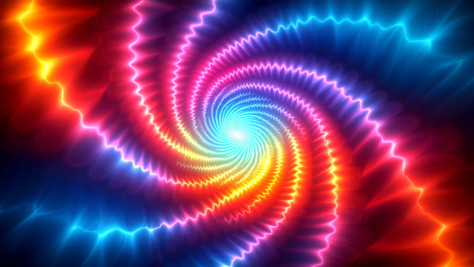 Colorful spiral background with glowing lights