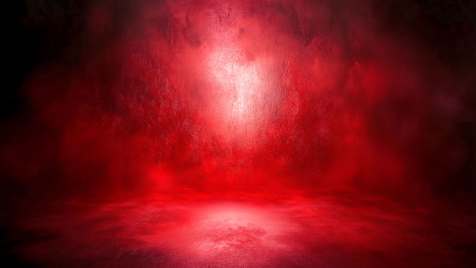 Red studio backdrop with red mist on the floor