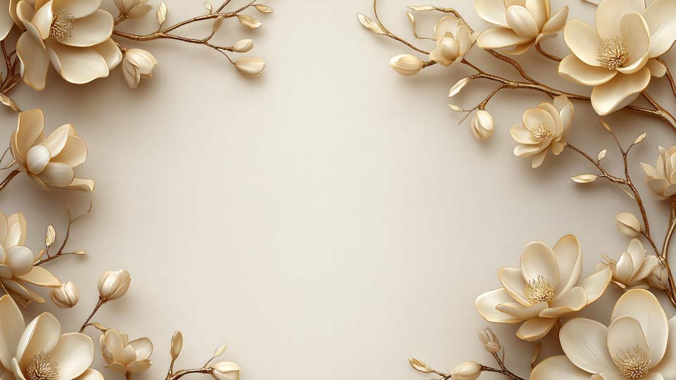 Golden floral 3D beige background design