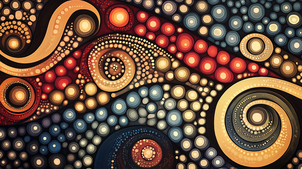 Colorful Aboriginal dot style painting