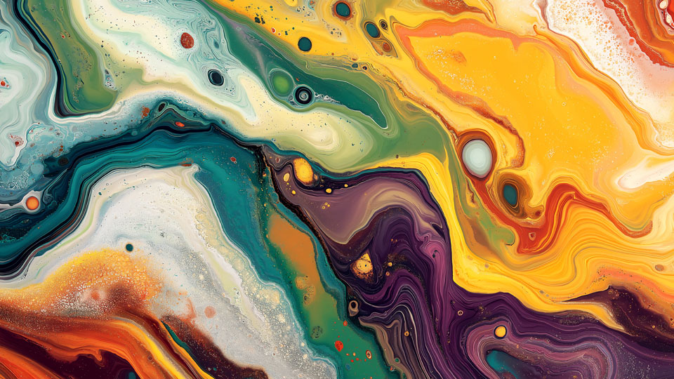 Vibrant abstract fluid art swirls