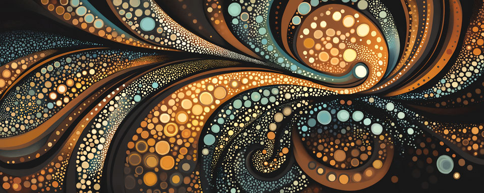 Aboriginal dot art swirling pattern background