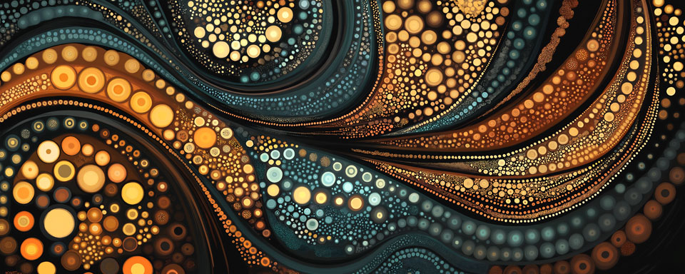 Swirling abstract Aboriginal dot background design