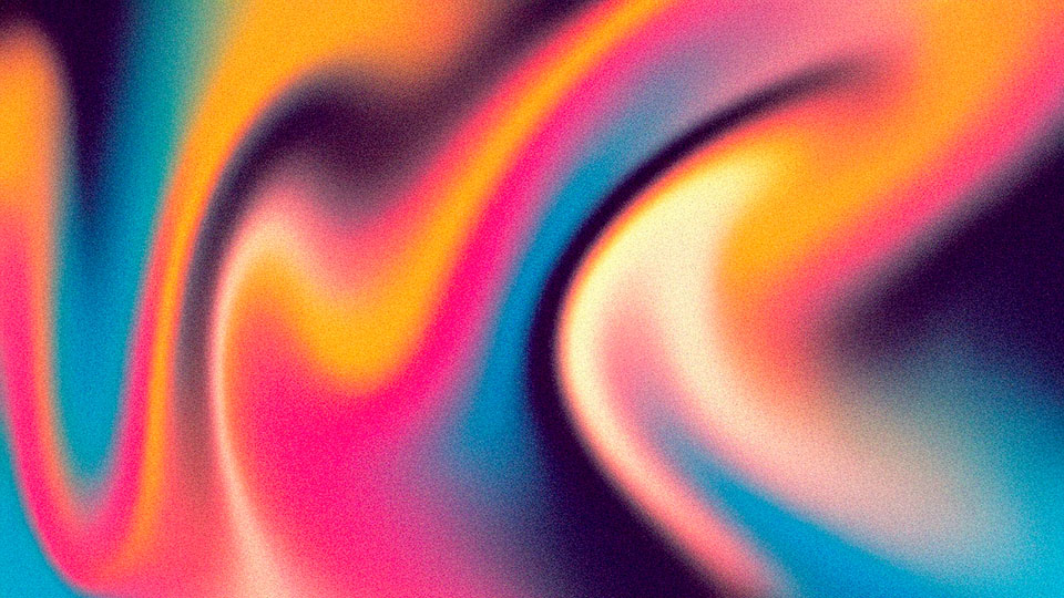 Soft, blurry digital swirl in neon colors