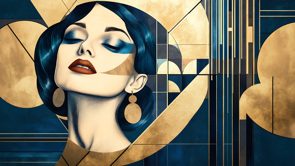 Art deco portrait of an elegant woman